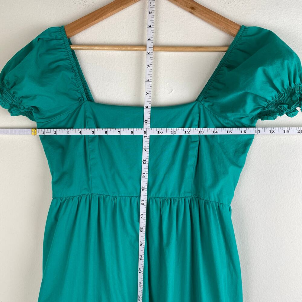 OPT Puff Sleeve Tiered Cotton Midi Dress Jade Green Size M - Picture 12 of 13